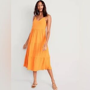 Beautiful orange flowy midi summer dress